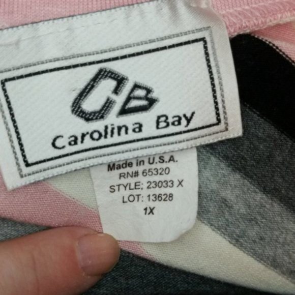Carolina Bay Sweater Shirt V Neck Stripes Women's Size 1X - Picture 5 of 7
